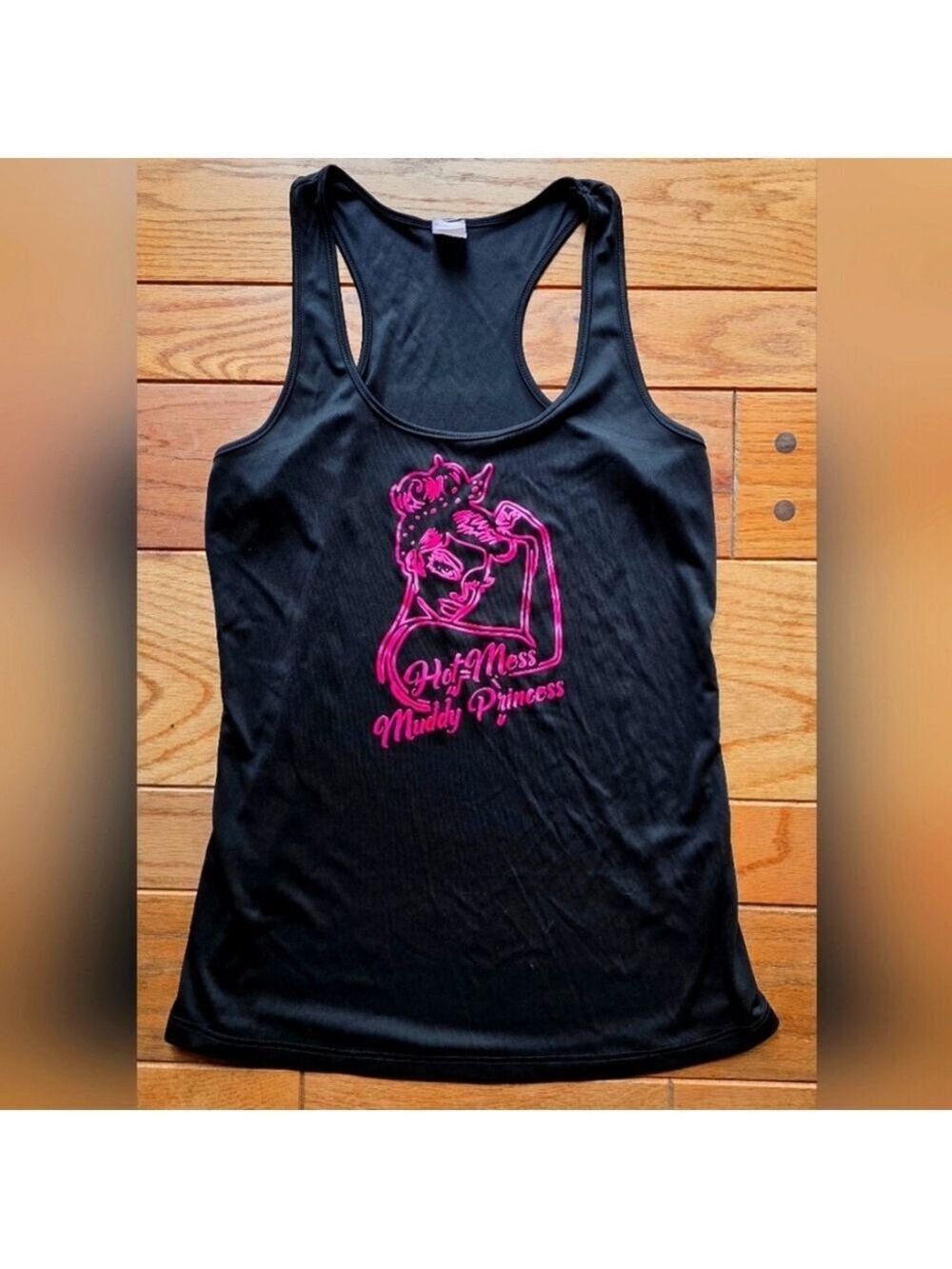 Hot Mess Muddy Princess Pink Graphic Black Tank Top